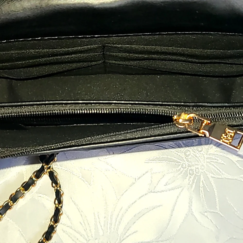 Badgley Mischka Black Crossbody Bag with Gold Accents - Picture 12 of 13
